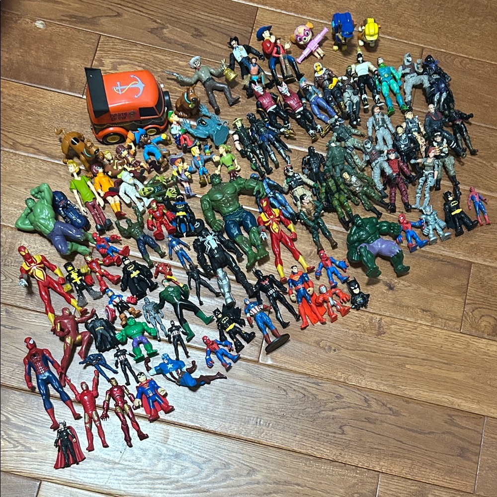 95 pc Assorted Kids Action Figure Bundle - Mixed Superhero Characters